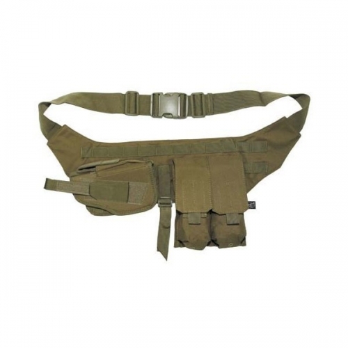 Cinturón Militar Funda de Pistola y Portacargador Doble MFH Coyote