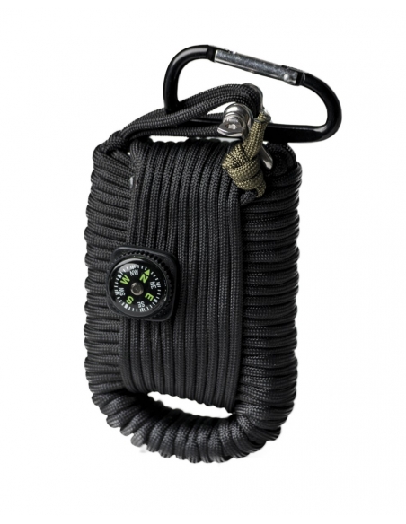 Llavero Paracord de Supervivencia Negro MilTec