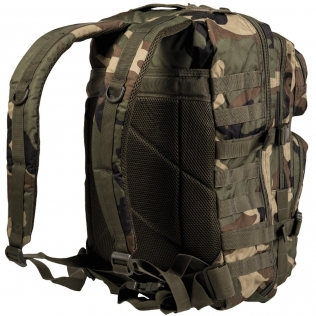 Mochila Táctica Militar MilTec US Assault LG 36 Litros Woodland con Velcro Frontal. 2