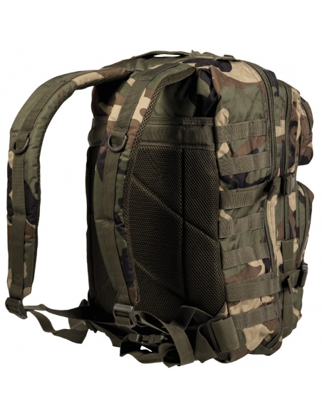 ComprarMochila Táctica Militar MilTec US Assault LG 36 Litros Woodland con Velcro Frontal.