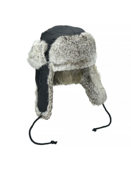 Gorro de Leñador con Piel de Conejo MFH Negro