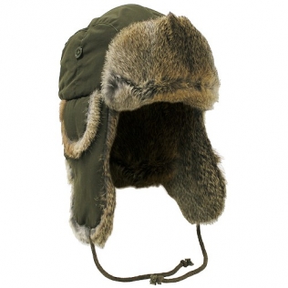Gorro de Leñador con Piel de Conejo MFH Verde