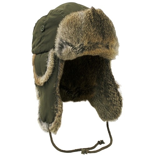 Gorro de Leñador con Piel de Conejo MFH Verde