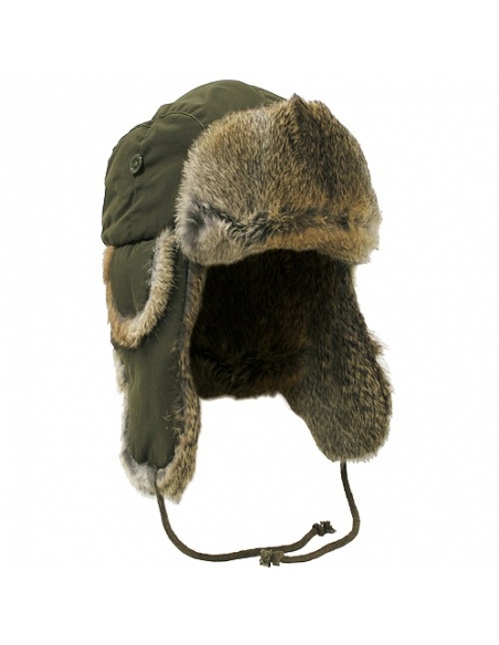 Gorro de Leñador con Piel de Conejo MFH Verde