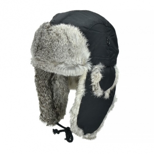 Gorro de Leñador con Piel de Conejo MFH Negro 2