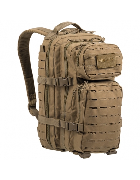 Mochila Táctica Militar MilTec US Assault SM 20 Litros Laser Cut Coyote con Velcro Fontal