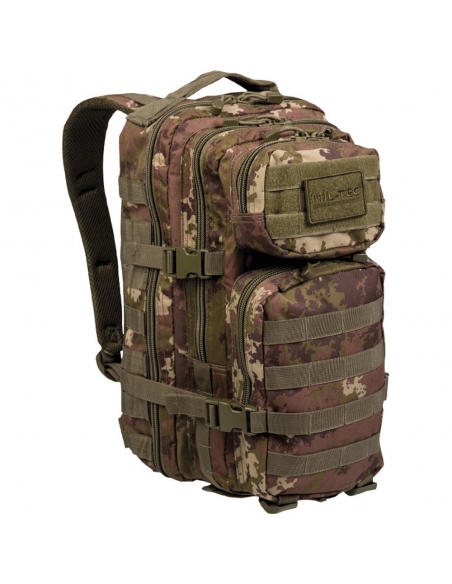 Mochila Táctica Militar MilTec US Assault SM 20 Litros Vegetato con Velcro Frontal