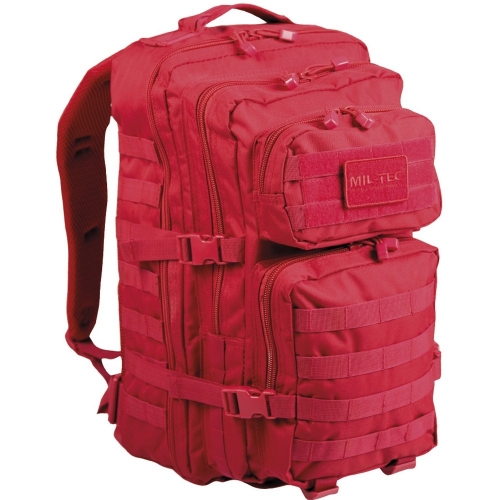 Mochila Táctica Militar MilTec US Assault LG 36 Litros Roja con Velcro Frontal