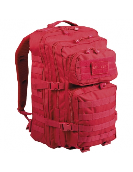 Mochila Táctica Militar MilTec US Assault LG 36 Litros Roja con Velcro Frontal