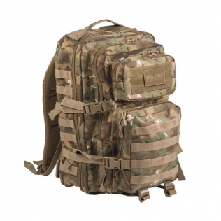 Mochila Táctica Militar MilTec US Assault LG 36 Litros Woodland Arid con Velcro Frontal
