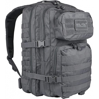 Mochila Táctica Militar MilTec US Assault LG 36 Litros Urban Grey con Velcro Frontal
