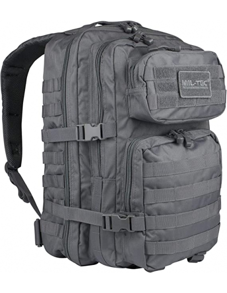 Mochila Táctica Militar MilTec US Assault LG 36 Litros Urban Grey con Velcro Frontal