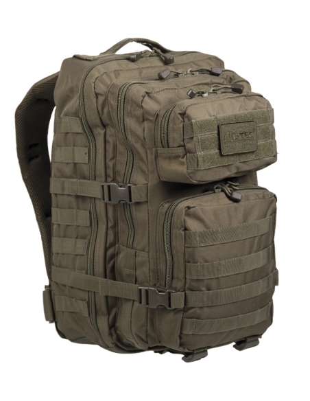 Mochila Táctica Militar MilTec US Assault LG 36 Litros Verde con Velcro Frontal
