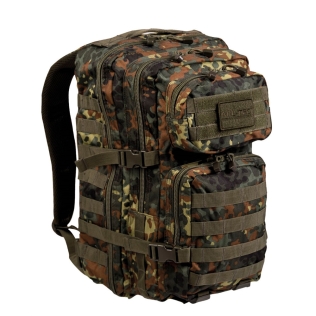 Mochila Táctica Militar MilTec US Assault LG 36 Litros Flecktarn con Velcro Frontal