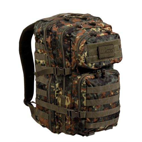Mochila Táctica Militar MilTec US Assault LG 36 Litros Flecktarn con Velcro Frontal