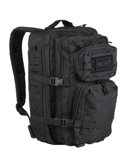 Mochila Táctica Militar MilTec US Assault LG 36 Litros Laser Cut Negra con Velcro