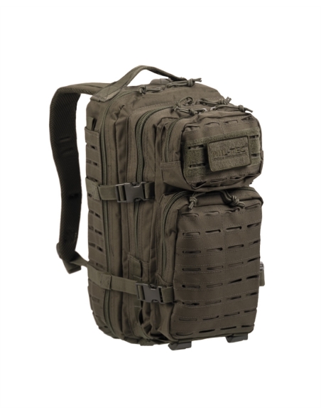Mochila Táctica Militar MilTec Us Assault SM 20 Litros Laser Cut Verde con Velcro Frontal