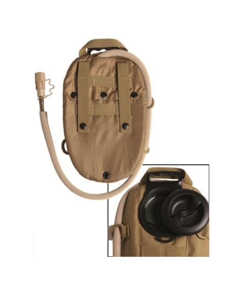 Bolsa de Hidratación MilTec Molle 1 litro Coyote por detrás y por delante