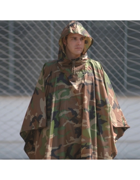 Poncho Militar para Lluvia MILTEC Ripstop Woodland