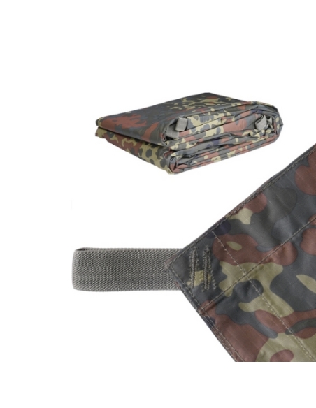 Refugio improvisado de lona 3x3m Tarp MilTec Camuflaje FLECTAR