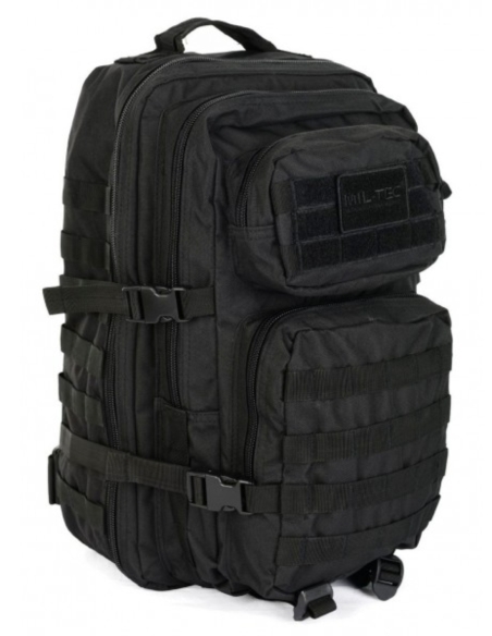 Mochila Táctica Militar MilTec US Assault LG 36 Litros Negra con Velcro Frontal